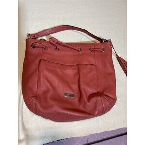 Large Coach Avery F27003 Tea Rose Coral Hobo Drawstring Shoulder Bag See Note